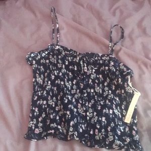 Blue floral crop top and bottom set